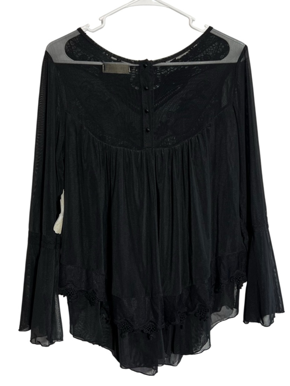 Altard State Black Boho Crochet Lace Bell Sleeve Fairycore Tunic Blouse Size S - Picture 3 of 10